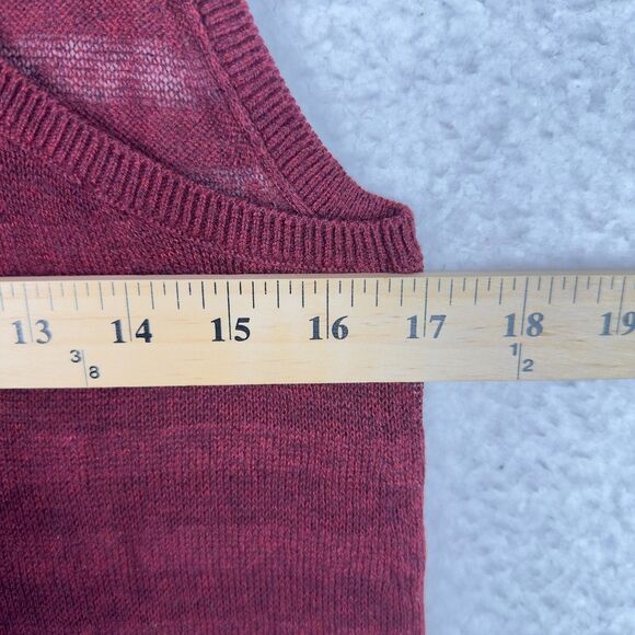 Moda International Sweater Top Y2K Sleeveless Sz L Maroon Cashmere Blend Retro - Picture 8 of 9